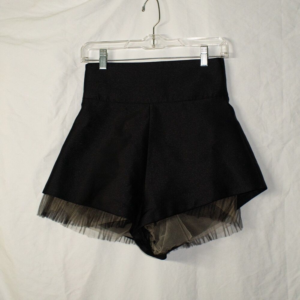 Elpis Black Under Bust High Waisted Tulle Satin Shorts Size Small